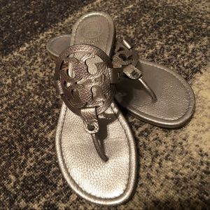 Tory Burch Sandals - Metallic Silver - Worn Once